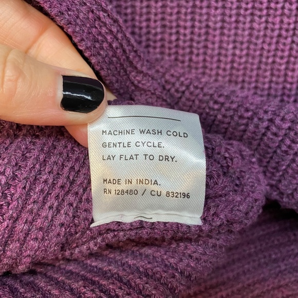Pact Size M Women's Organic Cotton Sweater Purple Funnel Neck Wide Sleeve - Picture 7 of 9
